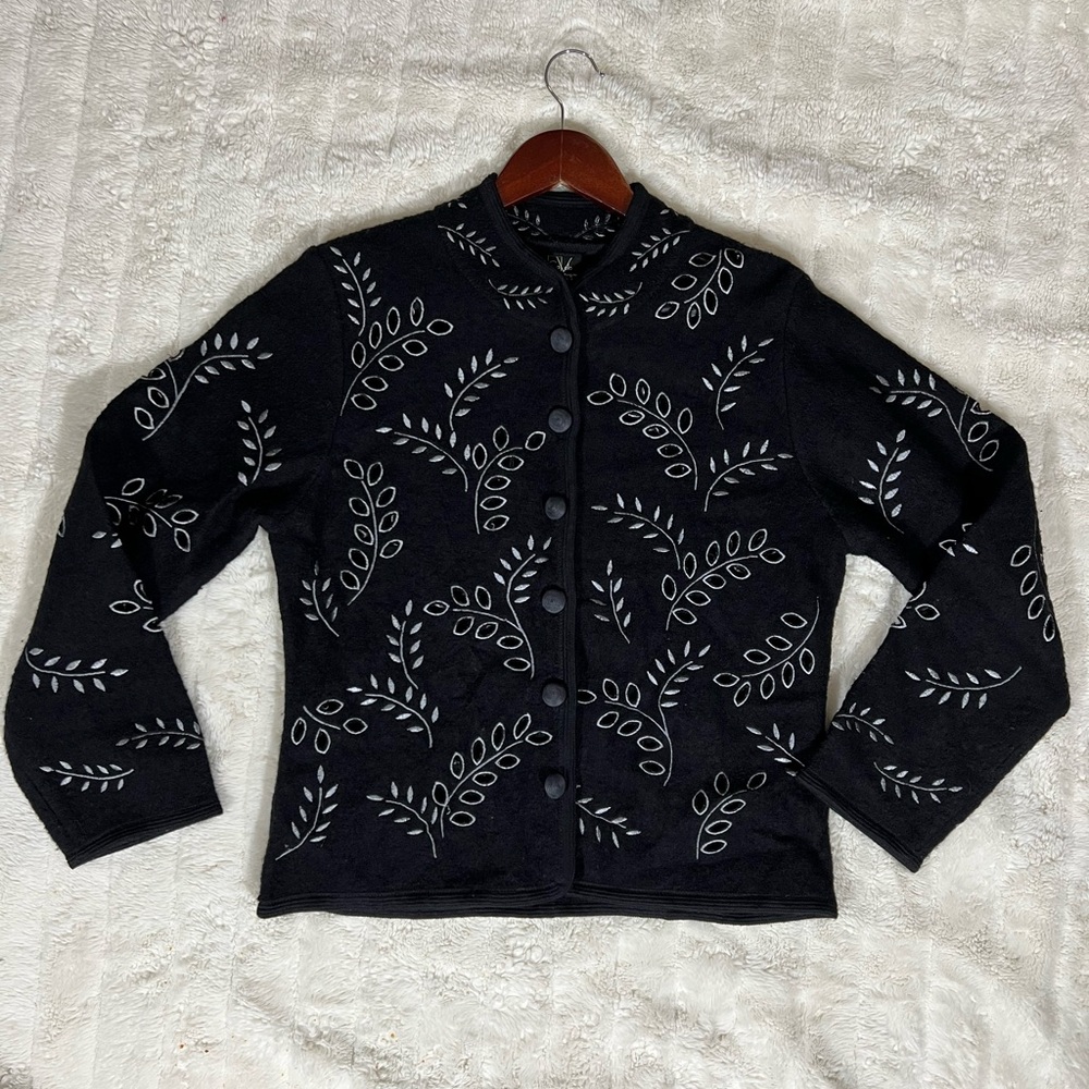 Covelo 100% Wool Jacket With Leaf Pattern & Butto… - image 1